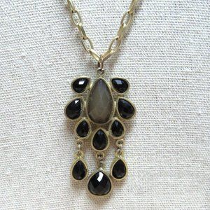 BANANA REPUBLIC Gold Tone Black Drop Necklace Chain Teardrop Style Elegant